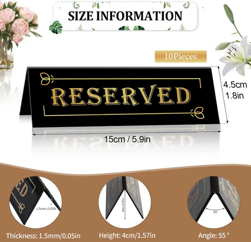 Miniatura 2 de DI QIU REN 10 letreros de mesa reservados, letrero acrílico para mesa de reserva de invitados, letreros de asiento reservado de doble cara, letrero