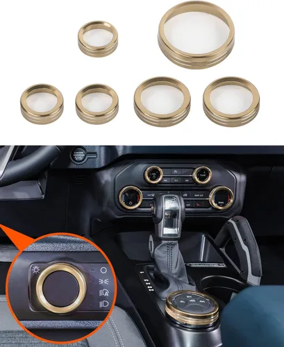 Miniatura 23 de Savadicar CKT01 Billet - Juegos de molduras de perillas de control de aluminio billet, faros/4WD/HVAC, biseles de anillos de perillas de control