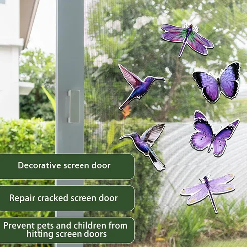 Miniatura 3 de Konohan 12 imanes retráctiles para puerta de colibrí, mariposa, libélula de doble cara, protector decorativo flexible de pantalla magnética
