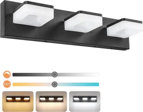 Miniatura 12 de GOODATE Lámparas de baño regulables de 3 colores sobre el espejo, luces LED cromadas, de acero inoxidable acrílico, 6 luces de tocador de baño