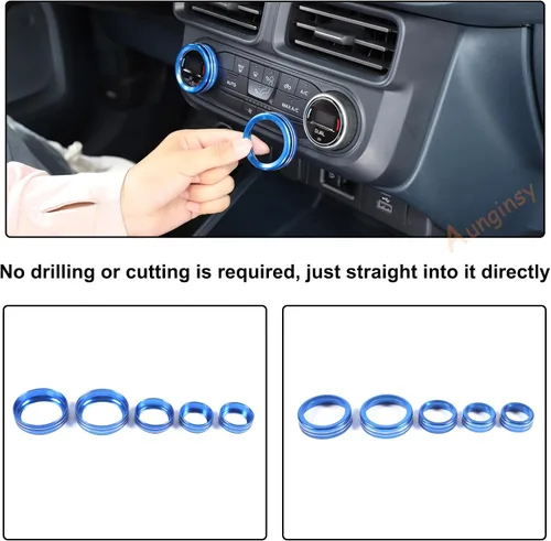 Miniatura 4 de Aunginsy Cubierta circular de botón de volumen para consola central de aire acondicionado compatible con Ford Maverick 2022-2024, botón de Azul