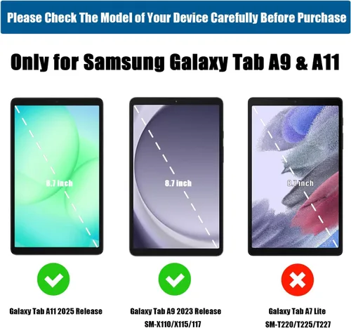 Miniatura 2 de Funda infantil para Samsung Galaxy Tab A11 /A9 de 8.7 pulgadas versión 2025/2023, ligera, a prueba de golpes, apta para niños, con protector