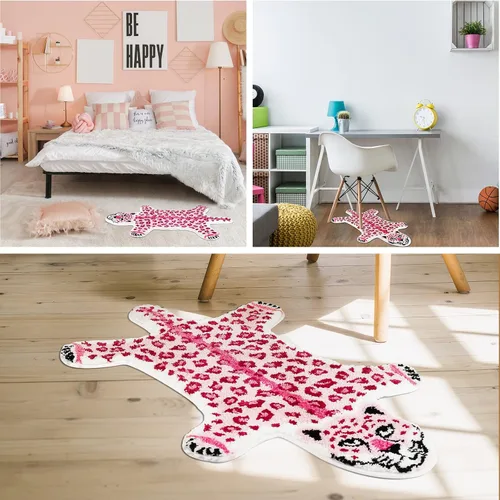Miniatura 5 de Alfombra con estampado de leopardo, tapete de baño de leopardo rosa para baño, tapete de puerta de guepardo y tigre, antideslizante, tapete Rosa