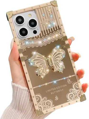 Miniatura 45 de Compatible con Funda Samsung Galaxy S22 Ultra, Diseño de Mariposa Brillante de Lujo con Soporte Plegable Kickstand para Mujeres y Niñas, Funda Rosa