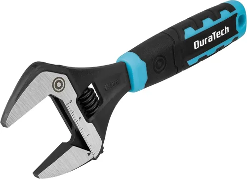 DURATECH Llave ajustable de 8 pulgadas, llave de fontanería de apertura de mandíbula ancha, acero CR-V, SAE y escala métrica marcada, agarre