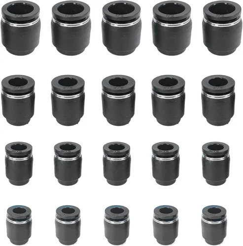 Miniatura 10 de 10PCS 1/4 pulgada tubo OD tapón neumático Tapón de conexión, PPF-1/4 plástico empuje en conexión conexión