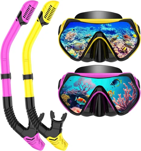 Miniatura 15 de Equipo de esnórquel para adultos, juego de esnórquel máscara de buceo, gafas de natación para adultos con cubierta de nariz, vidrio templado HD