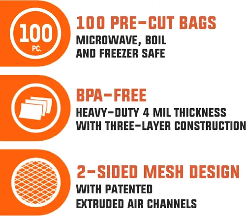 Miniatura 4 de Bolsas de vacío precortadas de 8 x 12 pulgadas, bolsas de 100 cuartos de galón para conservación de alimentos, bolsas selladoras al vacío sin BPA