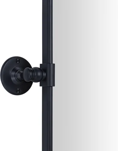Miniatura 4 de TEHOME Espejo rectangular horizontal de estilo rústico con marco de metal negro y pivote redondeado para baño, espejos de tocador biselados 2-Negro