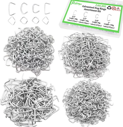 Kit surtido de anillos de cerdo para tapicería profesional de 1 pulgada, 1/2 pulgadas, 3/4 pulgadas, 3/8 pulgadas, kit surtido de instalación de