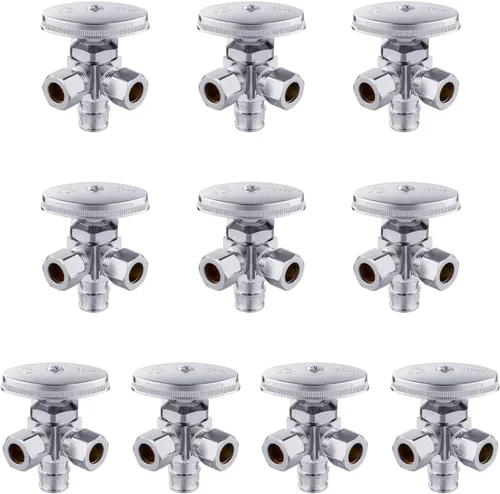 Miniatura 22 de EFIELD Válvula de parada angular de doble salida multigiro, entrada de tubo PEX-A de expansión de 1/2" F1960 x salida de compresión