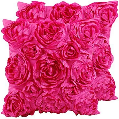 Juego de 2 fundas para cojín pequeño decorativas SeptCity, para cojín de sofá, romántico, de amor, satén rosa, para boda, fiesta, decoración del