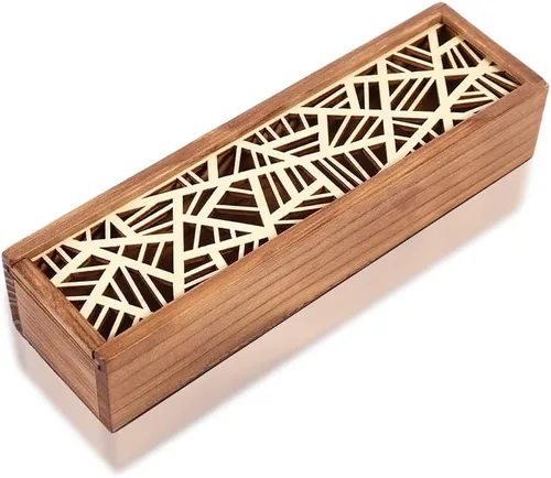 Joyzan Caja de madera para bolígrafos, estuche de almacenamiento de lápices de madera, organizador retro, funda extraíble, soporte para bolígrafo