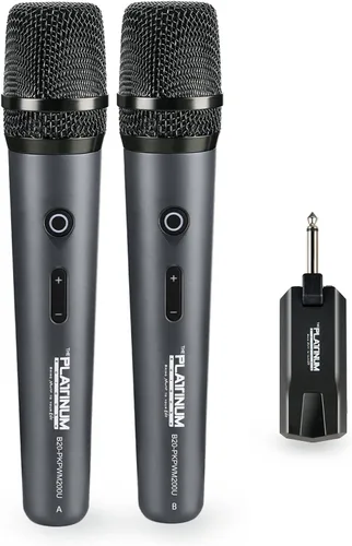 Miniatura 2 de El micrófono inalámbrico platino para entrada de micrófono UHF Metal Dynamic Handheld Micrófono multiusos con receptor recargable Rango de 160 pies