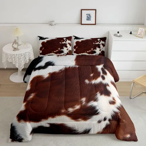 Miniatura 12 de Feelyou Juego de edredón de oso azul, juego de ropa de cama de osos de animales, juego de edredón acolchado con estampado de arboleda de galaxia