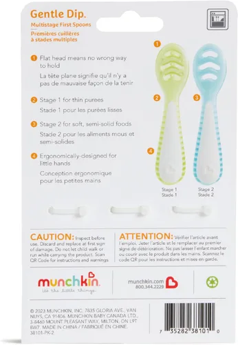 Miniatura 7 de Munchkin® Gentle Dip™ Cucharas para bebé de Munchkin® para autoalimentación y destete guiado por el bebé, paquete de 3, azul/verde