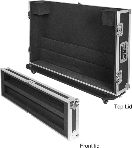 Miniatura 3 de Sound Town ATA Estuche de Mezclador de Madera Contrachapada con Protección de Espuma Interior, Casa de Perro y Ruedas con Respaldo para Consola