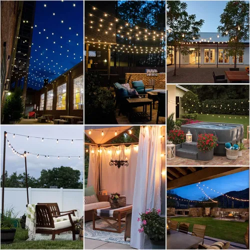 Miniatura 5 de 200 pies de luces de cadena LED al aire libre Edison para exteriores, impermeables, 2200K, luces de patio con 104 bombillas de plástico