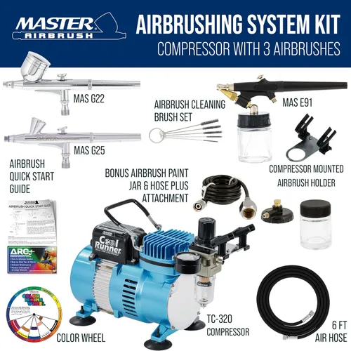 Miniatura 2 de Master Airbrush Professional 3 Kit de aerógrafo con compresor y filtro de aire/Regulador