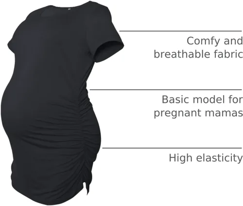 Miniatura 68 de Smallshow - Camiseta de maternidad para mujer, diseño de lados fruncidos, tipo túnica, prendas para el embarazo
