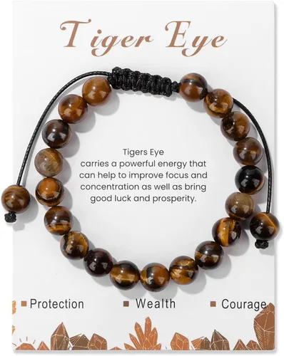 Miniatura 15 de Pulsera de cristal curativo para mujer de 8 mm de piedra natural con cuentas de cristal engarzadas, pulsera ajustable de gemas hecha a mano, joyería