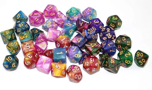Miniatura 5 de SmartDealsPro 6 x 7 juegos (42 piezas) juegos de dados poliédricos con purpurina con bolsas para DND RPG MTG Dungeon and Dragons tablero de mesa