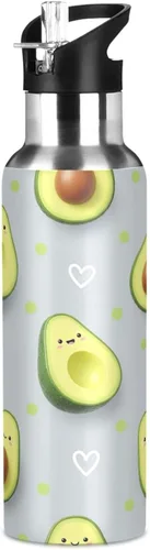 Miniatura 8 de Cute Cartoon Avocado Faces Stainless Steel Water Bottle 20 Oz Leakproof Water Bottles, BPA-Free Sports Water Bottle with Straw