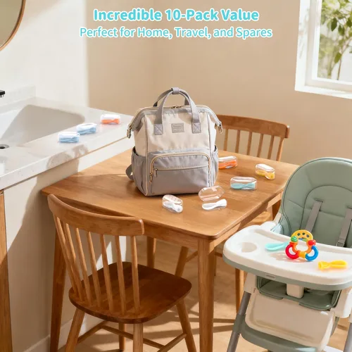 Miniatura 6 de Cuchara universal para alimentos para bebés, paquete de 10, cucharas de silicona para bebés, para viajes, para comida de bebé, cuchara exprimible