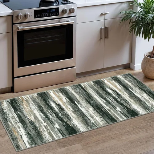 Miniatura 34 de Alfombra de pasillo moderna Lansny 2 x 6 pulgadas, alfombra de cocina lavable verde mostaza multicolor, alfombra antideslizante suave para pasillo