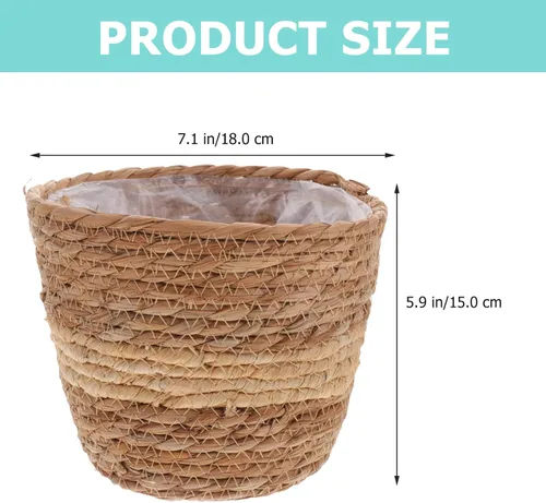 Miniatura 2 de Healeved Cesta de mimbre para macetero, 2 unidades, cesta de almacenamiento tejida con forro para interiores, cestas tejidas de paja