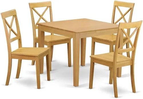 Miniatura 10 de East West Furniture OXBO3-LWH-LC - Juego de mesa de comedor moderno de 3 piezas que contiene una mesa cuadrada de madera y 2 sillas de comedor