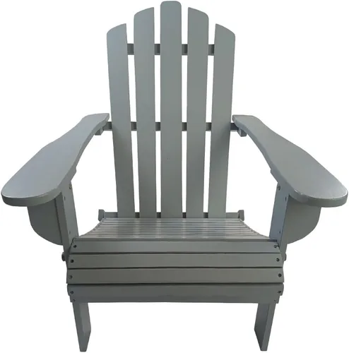 Miniatura 3 de Foldable Wooden Adirondack Chair for Outdoor and Indoor Use, Comfortable Lounge Design with Wide Seat and Armrests, Oak Finish (Grey + Solid Wood)