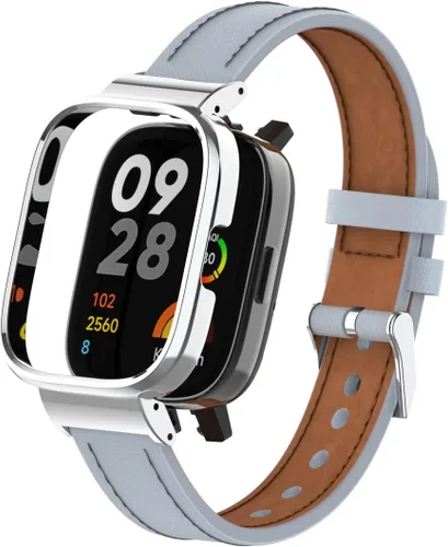Miniatura 7 de HOPMC Protege tu reloj inteligente Redmi 3 con marco de metal protector y correa de cuero de microfibra que se adapta a tamaños de 5.15 a 9.05