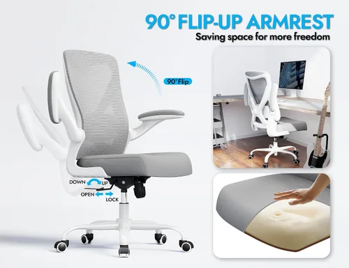 Miniatura 6 de Silla de oficina Silla de escritorio ergonómica cómoda: Silla de computadora de malla de 330 libras, sillas ergonómicas para juegos con ruedas, Gris