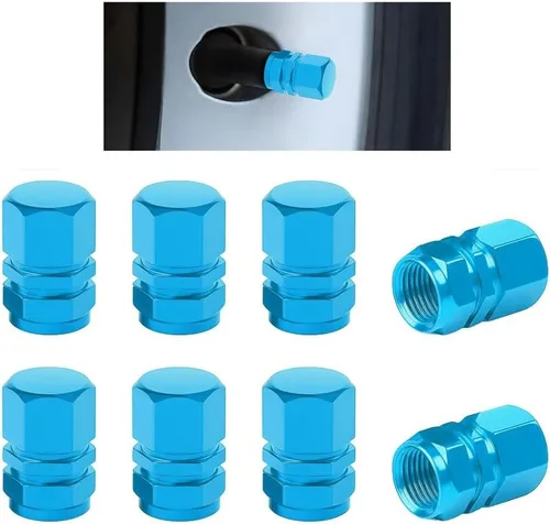Miniatura 18 de Osilly Tapones de válvula de vástago de neumático de automóvil, 4 piezas de cubiertas de vástago de válvula de aleación de aluminio, resistentes a