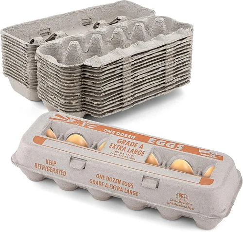 Miniatura 11 de MT Products - Cartones de huevos vacíos impresos con capacidad para hasta doce huevos, 1 docena grande, caja de huevos de papel de pulpa natural