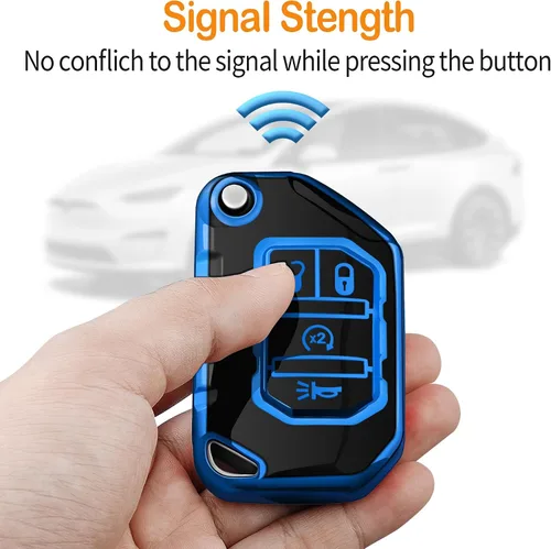 Miniatura 5 de Funda para Llavero de Jeep con Llavero Carcasa de Llave de Protección Completa Suave Estuche de Llave Compatible con Jeep Gladiator JT Sahara JLU