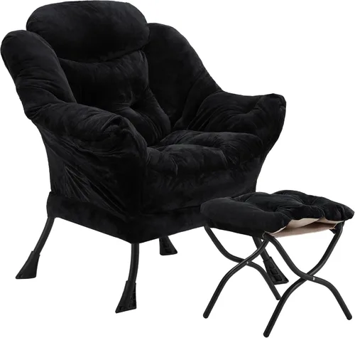 Miniatura 28 de Youtanic - Silla de Tela de Terciopelo Grueso y Acolchado, Cómoda Silla de Estar Contemporánea con Marco Estable, Sillón de Sofá de Ocio