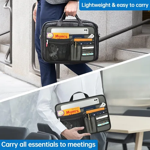 Miniatura 5 de Organizador grande para maletín para trabajo, oficina, documentos, portátil, organizador de almacenamiento (L, gris)