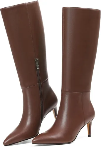 Knee High Boots for Women Pointed Toe Stiletto Kitten Heel Tall Boots Fashion Side Zipper Boot Fall Winter Sexy Fashion Dress Shoes Botas Negras