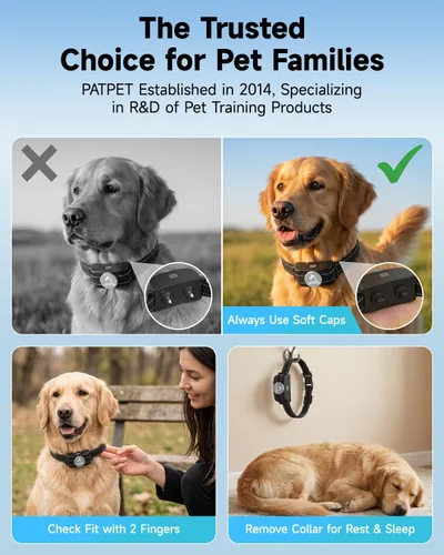 Miniatura 7 de PATPET Collar de choque para perros con 2 receptores, collar de entrenamiento para perros con control remoto, collar de perro eléctrico con pitido