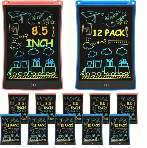 Miniatura 8 de bravokids Paquete de 24 tabletas de escritura LCD con lápiz capacitivo, tablero de dibujo colorido de 8.5 pulgadas para niños, juegos de viaje