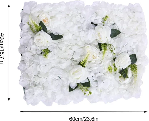 Miniatura 3 de 6 paneles de pared de flores artificiales, telón de fondo floral de 24 x 16 pulgadas, decoración de pared de flores, panel de fondo de pared