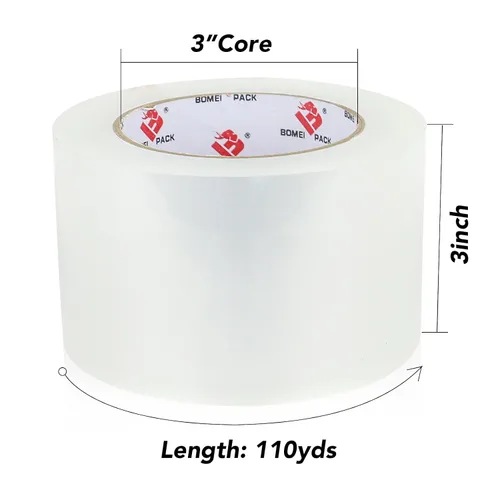 Miniatura 2 de BOMEI PACK Cinta de embalaje transparente de 3 pulgadas de ancho, 3 pulgadas x 110 yardas (330 pies), repuesto de cinta de envío resistente de grado