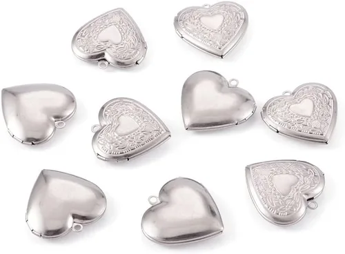 Miniatura 2 de Beadthoven - 10 colgantes con marco de fotos para collares, fabricación de joyas, accesorios personalizados, suministros de decoración Corazón
