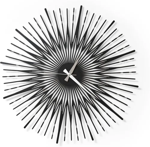 Sun Rays - Reloj de pared decorativo de metal grande, decoración de pared minimalista moderna (negro, grande)