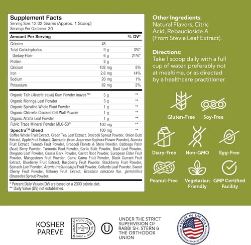 Miniatura 5 de Zahler Core Greens - Superalimento orgánico - Super verduras ricas en fitonutrientes con espirulina, clorella y más - Jugo verde Kosher sin