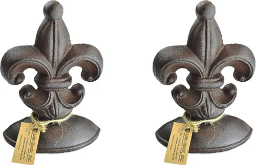 Lulu Decor, Tope de puerta de hierro fundido, 2 libras, tapón de puerta marrón antiguo (juego de 2)