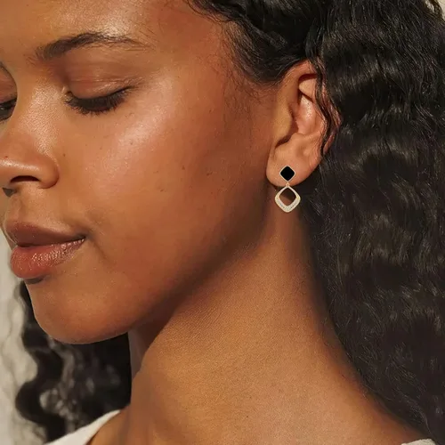 Miniatura 2 de BTOYM Dangle Earrings 14k Gold Plated Drop Earrings Double Linear Geometric Round Diamond Boho Earrings for Women Girls