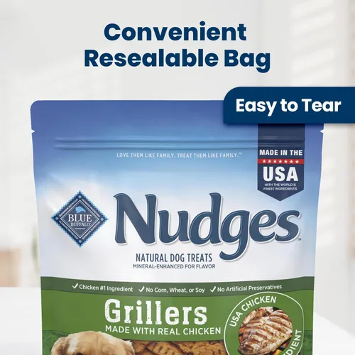 Miniatura 4 de Blue Buffalo Nudges Grillers - Golosinas naturales para perros, fabricadas en los Estados Unidos con pollo real, bolsa de 16 onzas
